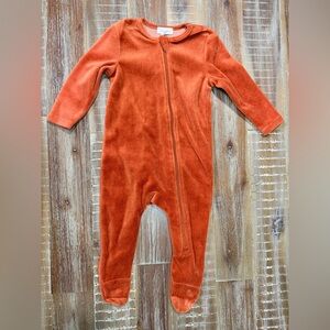 Angel Dear Velour Orange Footie Zippy pajama